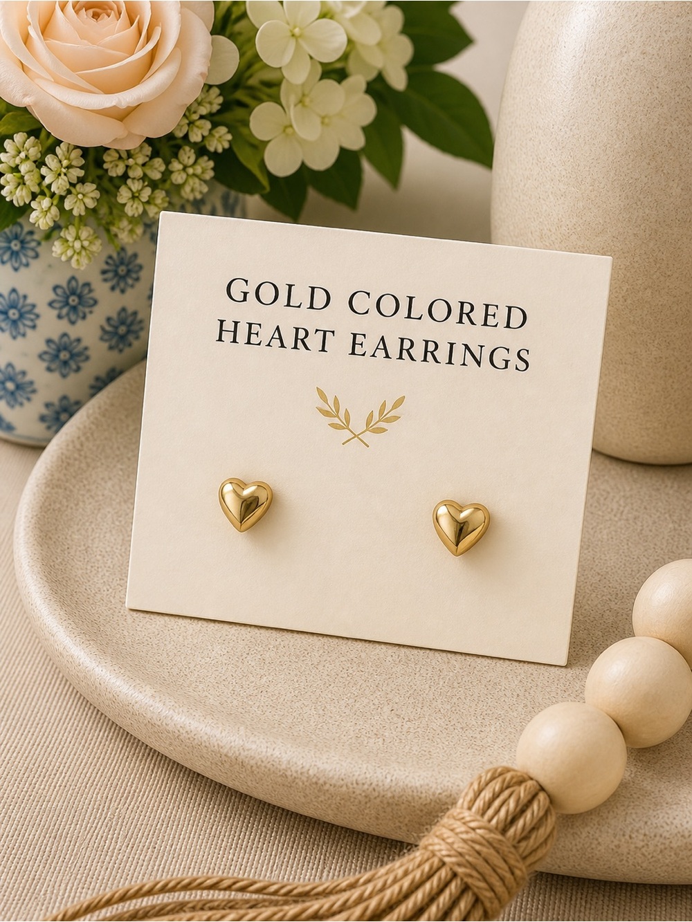 Gold Colored Heart Earrings